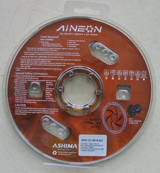 Ротор тормозной Ashima AiNeon 160mm [Gold] ARO-10-160-6-GD фото