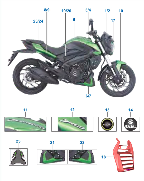 Пластик баку лівий (ЗЕЛ UG) Bajaj Dominar 400 UG,400 UG2 56JF8C9A фото