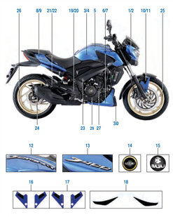 Комплект наклейки крила переднього (ЧОР ABS) Bajaj Dominar 400 36JF0160 фото
