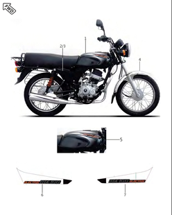 Декоративные наклейки пластика правые (ЧЕР) Bajaj Boxer 100 52DM0559 фото