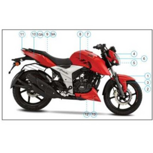 Накладка хвоста права червона TVS RTR 160 4V NF2200308F фото