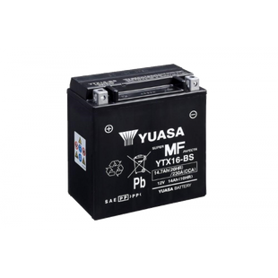 Мото аккумулятор Yuasa 12V 14,7Ah MF VRLA Battery YTX16-BS(сухозаряжений) YTX16-BS фото