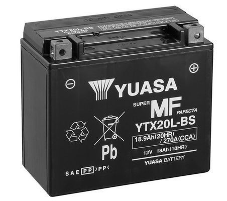 Аккумулятор сухозаряженный AGM 19Ah 270A YUASA YTX20L-BS YTX20L-BS (CP) фото