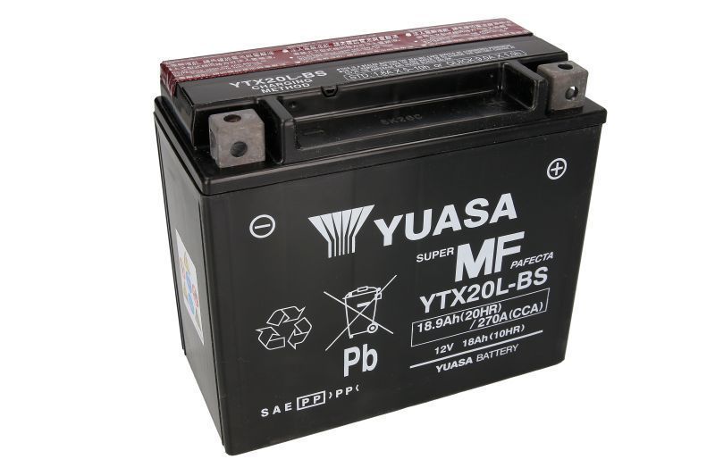 Аккумулятор сухозаряженный AGM 19Ah 270A YUASA YTX20L-BS YTX20L-BS (CP) фото
