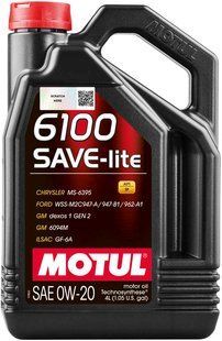 Масло моторное MOTUL 6100 Save-lite SAE 0W20 (4L) 108004 фото