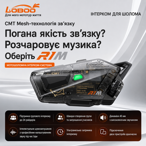 Мотогарнітура Loboo R1X Motorcycle Helmet Intercom Headset, 1 комплект 11.1.14003.001.01 фото