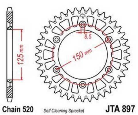 Зірка задня легкосплавна JT JTA897.45BLK JTA897.45BLK фото