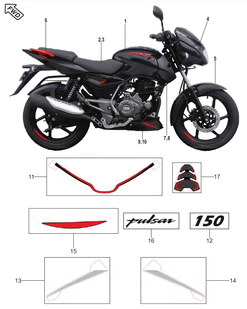 Бак паливний (ЧОР/ЧЕР) Bajaj Pulsar 150-180 52DJ1803 фото